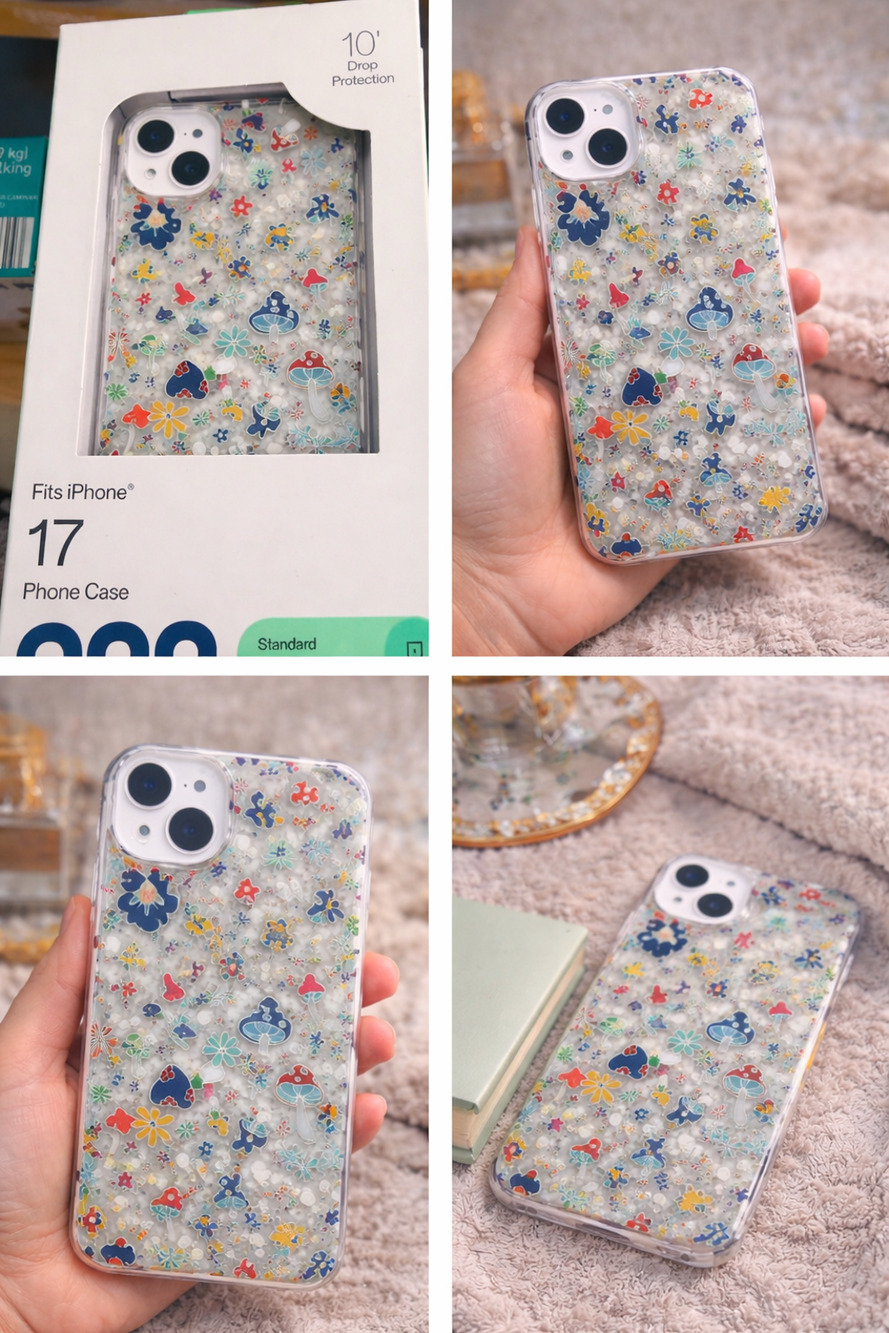 ONN iPhone 17 Case – Cute Mushroom Floral Design (10ft Drop Protection)